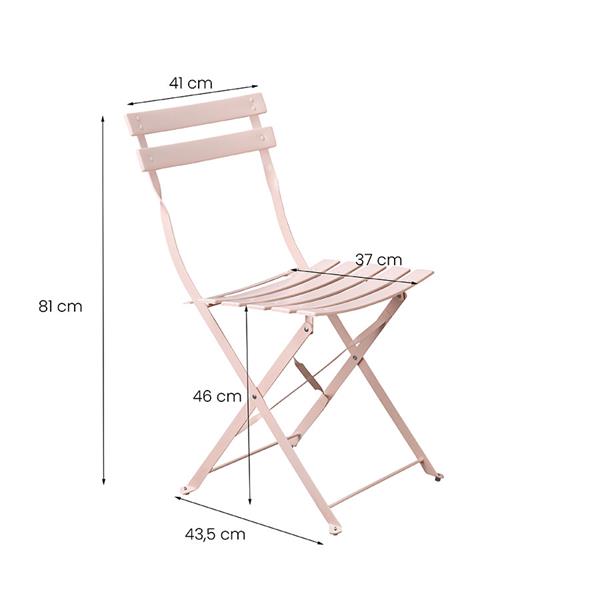 Set tavolino e sedie da giardino pieghevoli salsa rosa Teresa