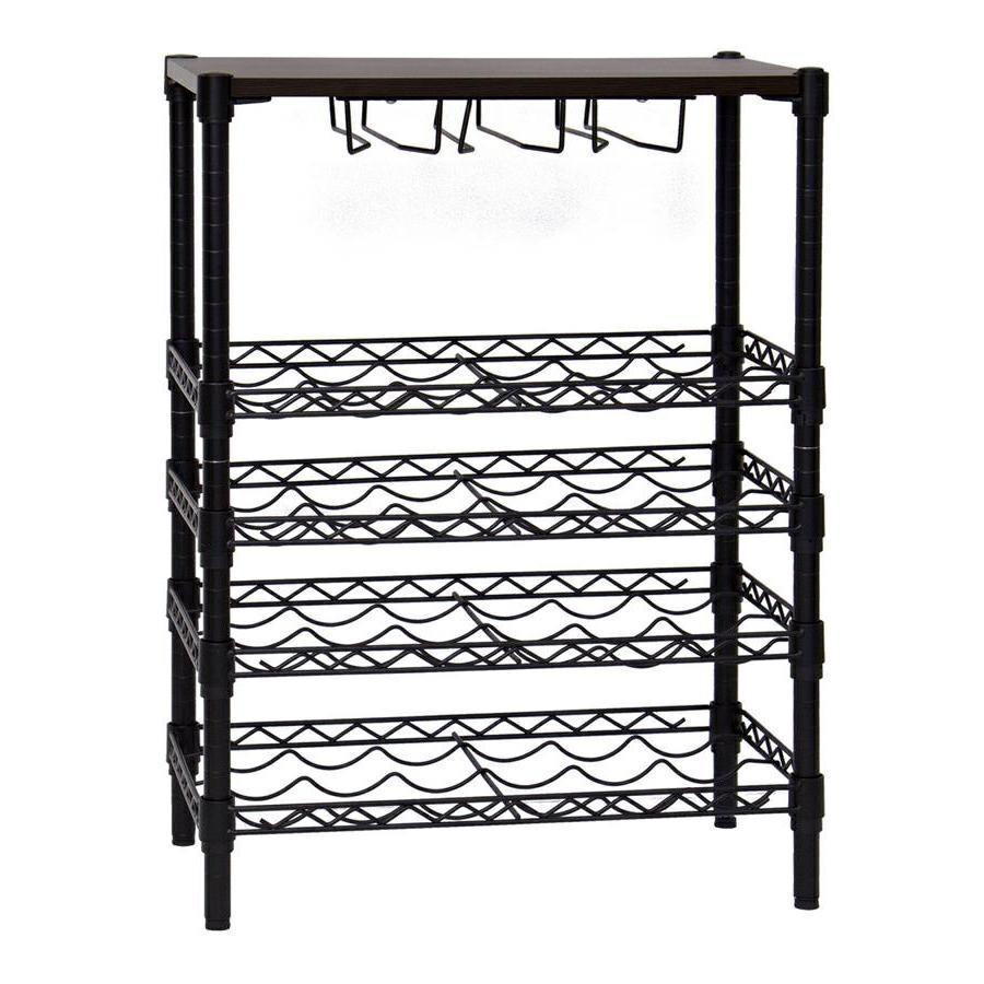 Scaffale porta bottiglie di vino e calici in metallo 60x90 cm