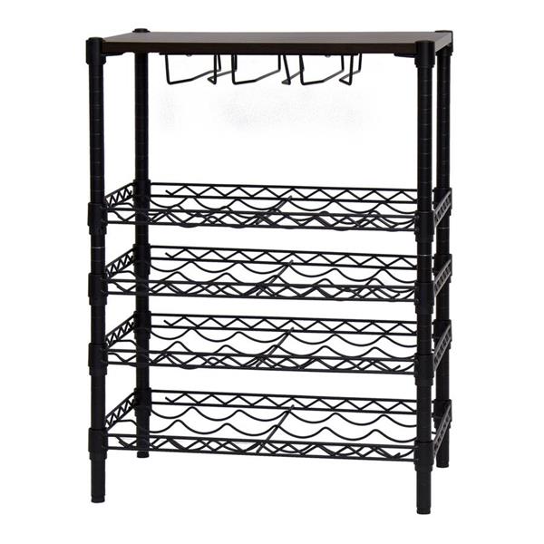 Scaffale porta bottiglie di vino e calici in metallo 60x90 cm
