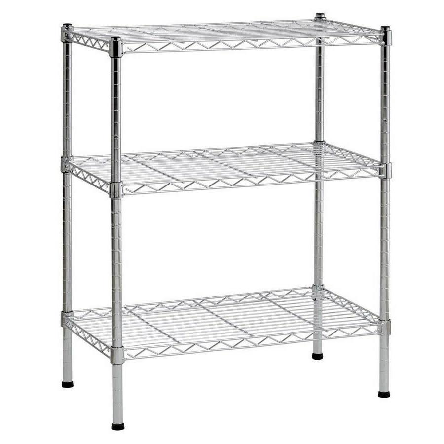 Scaffale in metallo cromato 3 ripiani 60x35x76 cm