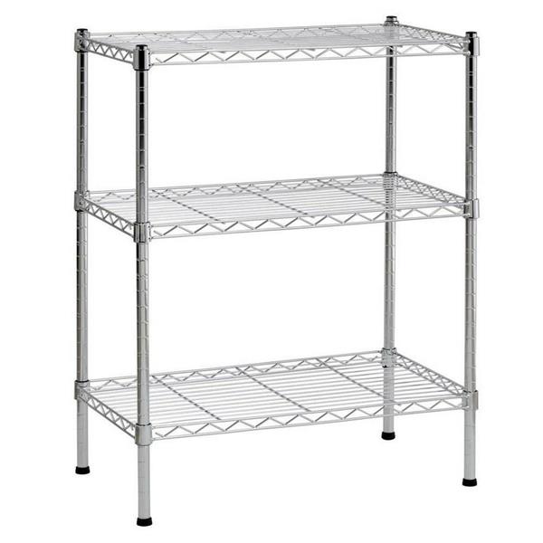 Scaffale in metallo cromato 3 ripiani 60x35x76 cm