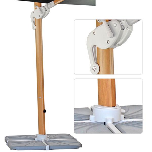 Ombrellone da giardino 3x4 con braccio laterale Roma Wood nero