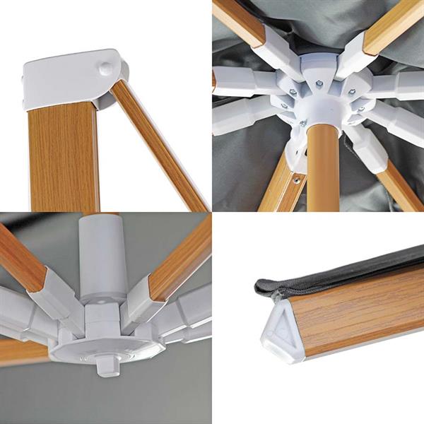 Ombrellone da giardino 3x4 con braccio laterale Roma Wood nero