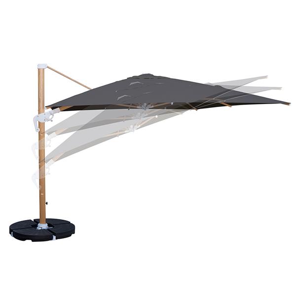 Ombrellone da giardino 3x4 con braccio laterale Roma Wood nero