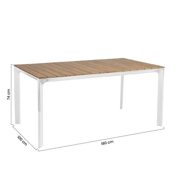 Tavolo giardino in alluminio e polywood 160x90cm bianco Enna