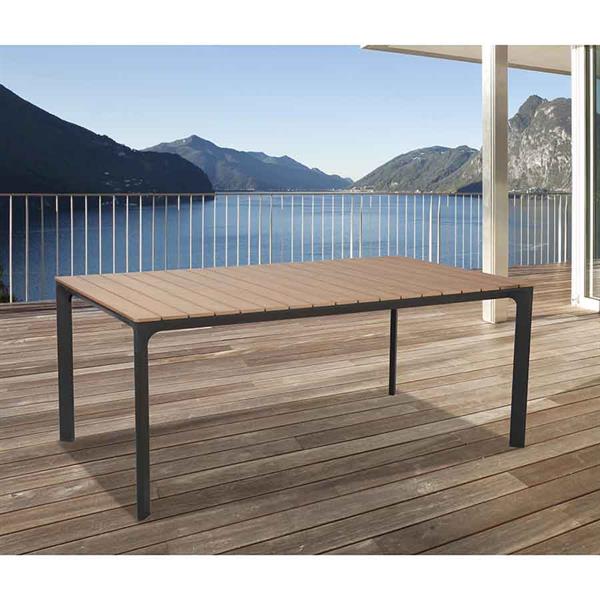 Tavolo da esterno in alluminio e polywood 160x90cm grigio Enna