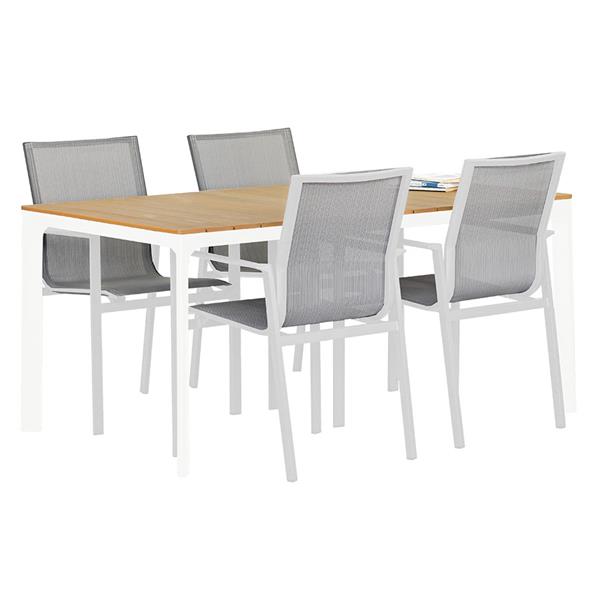 Tavolo da esterno in alluminio e polywood 180x100cm bianco Enna