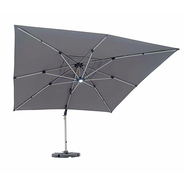 Ombrellone da giardino Led 4x4 palo laterale Roma Light grigio