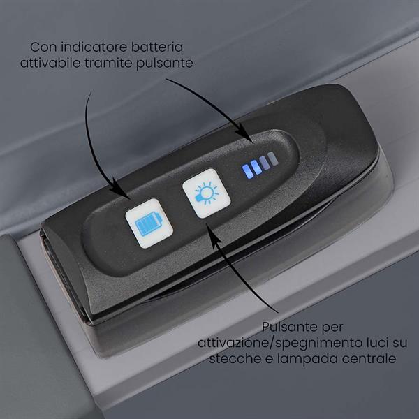 Ombrellone da giardino Led 4x4 palo laterale Roma Light grigio