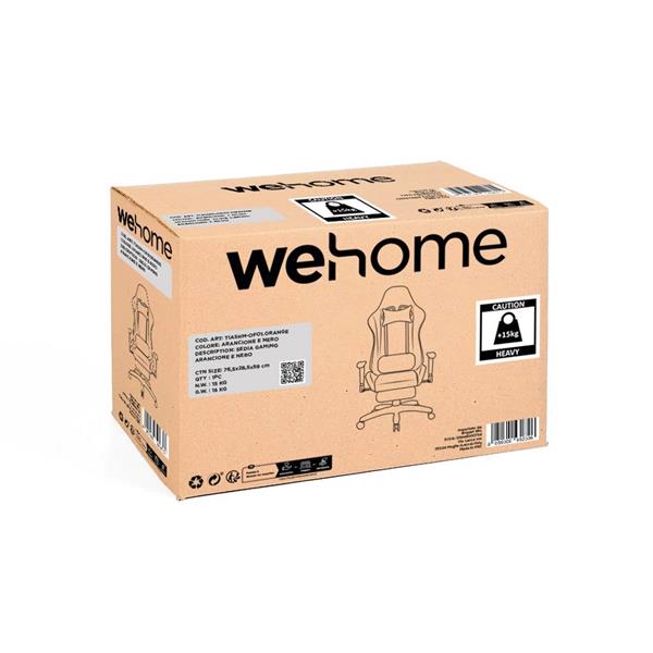 Sedia gamer reclinabile con poggiapiedi arancione