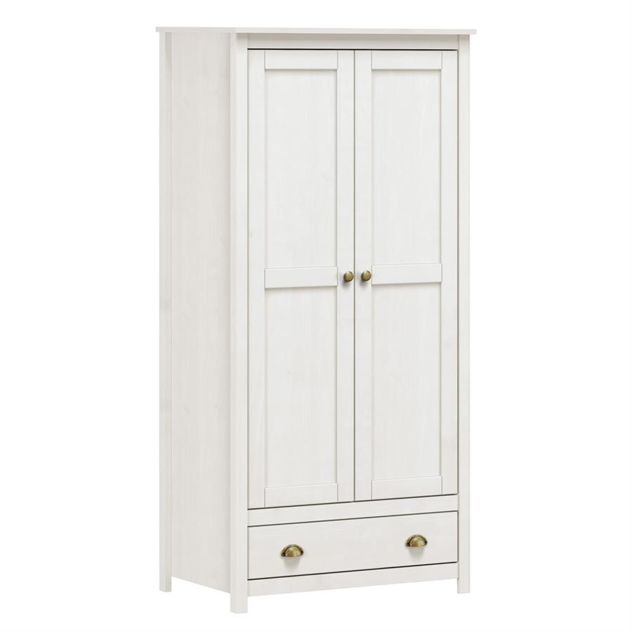 Armadio per camera da letto 2 ante e 1 cassetto 90x185 cm in legno bianco