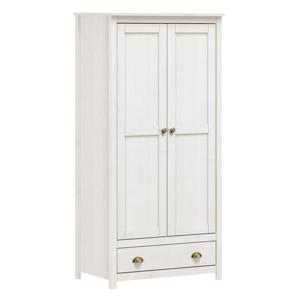 Armadio per camera da letto 2 ante e 1 cassetto 90x185 cm in legno bianco