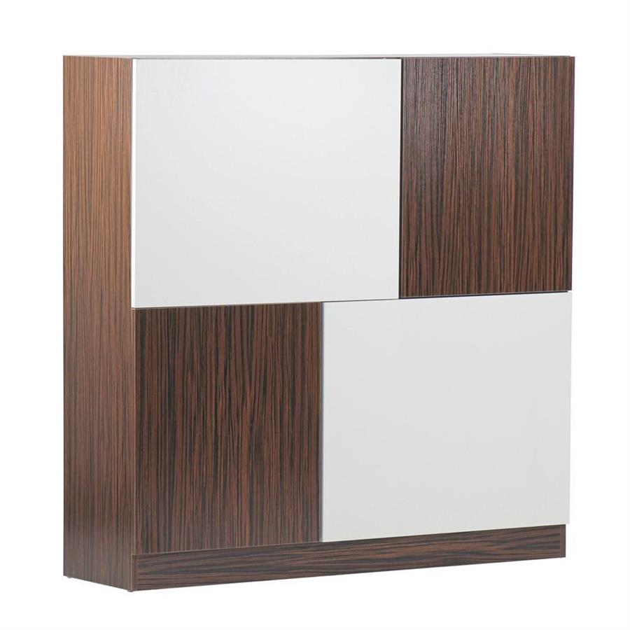 Mobile credenza 115x115 cm in legno zebrano e bianco opaco