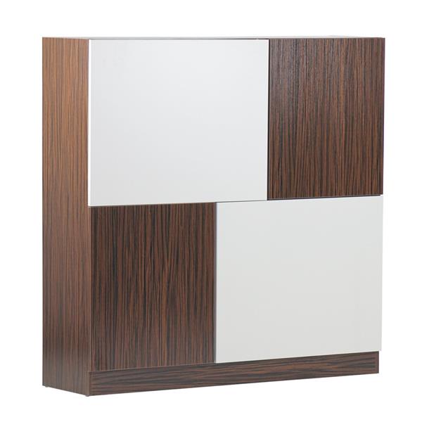 Mobile credenza 115x115 cm in legno zebrano e bianco opaco