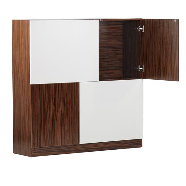 Mobile credenza 115x115 cm in legno zebrano e bianco opaco