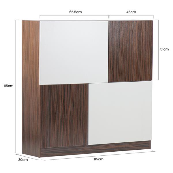 Mobile credenza 115x115 cm in legno zebrano e bianco opaco