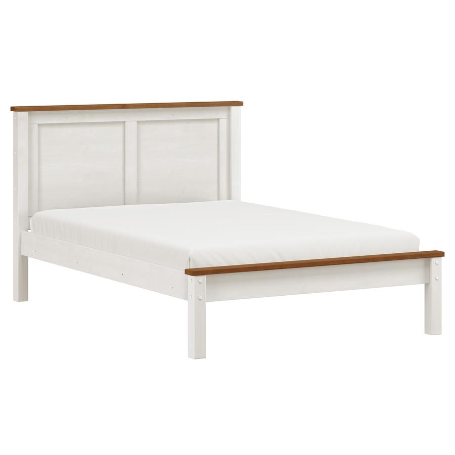 Letto matrimoniale alla francese 140x190 cm in legno bianco e noce