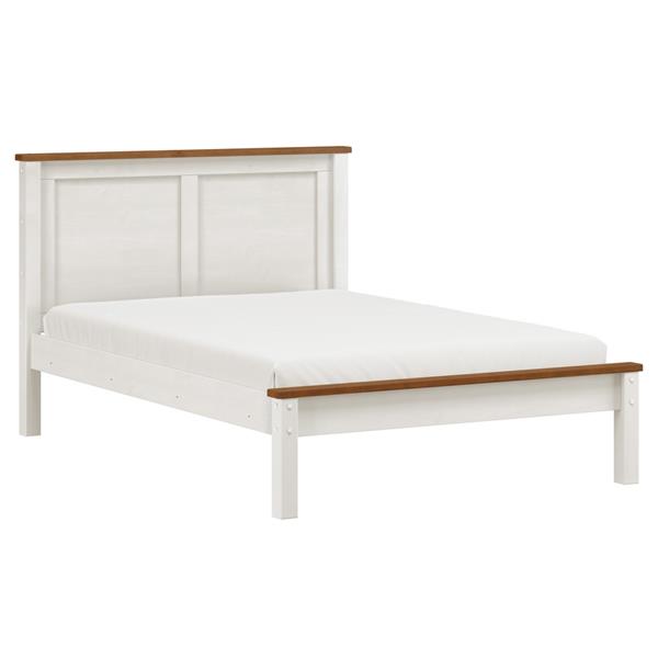 Letto matrimoniale alla francese 140x190 cm in legno bianco e noce