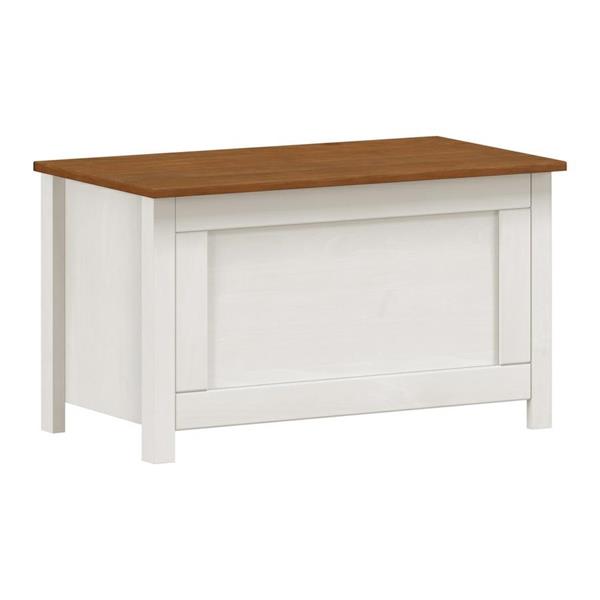Cassapanca contenitore 80x45 cm in legno bianco e noce