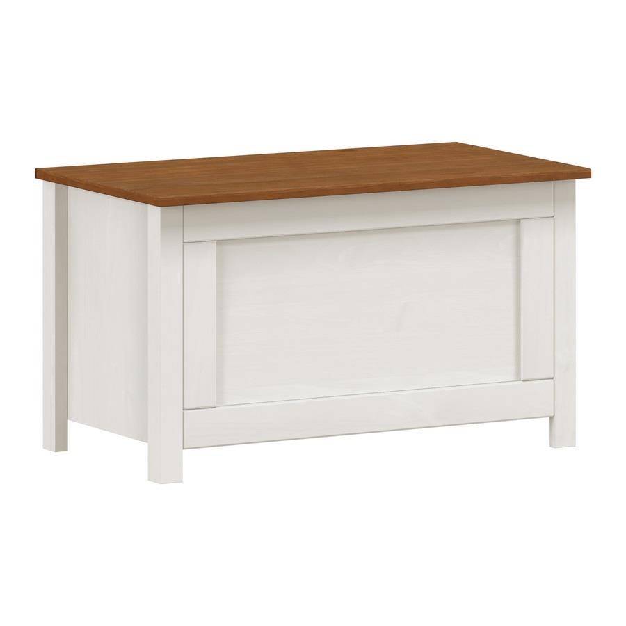 Cassapanca contenitore 80x45 cm in legno bianco e noce