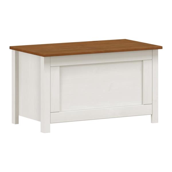 Cassapanca contenitore 80x45 cm in legno bianco e noce