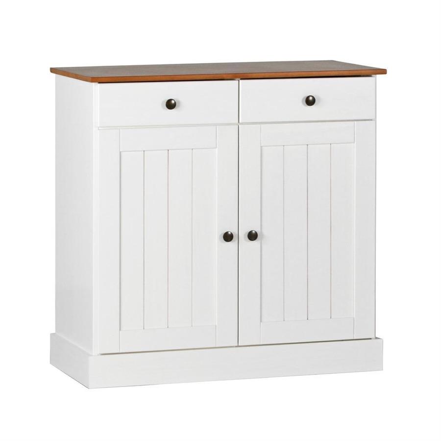 Credenza 2 ante e 2 cassetti 88x85 cm in legno bianco e noce