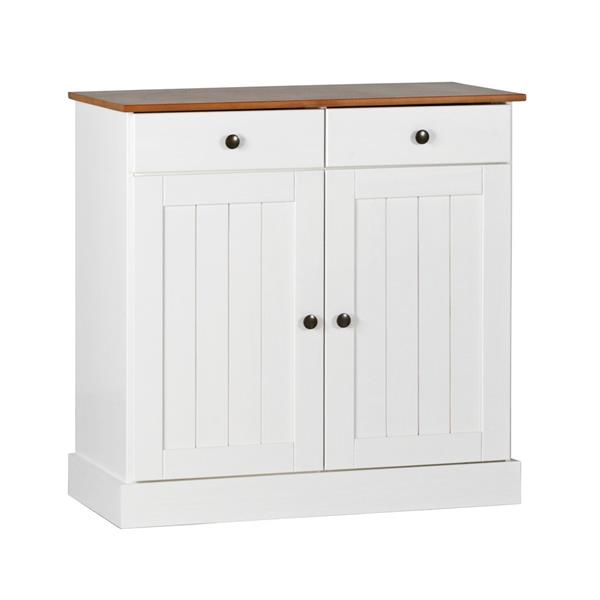 Credenza 2 ante e 2 cassetti 88x85 cm in legno bianco e noce