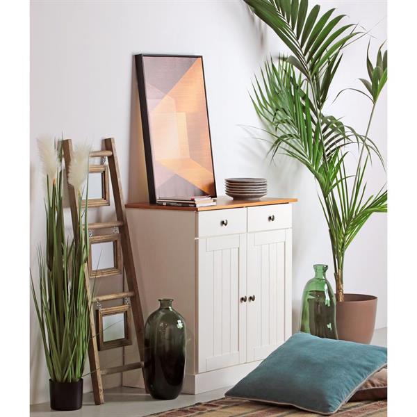 Credenza 2 ante e 2 cassetti 88x85 cm in legno bianco e noce