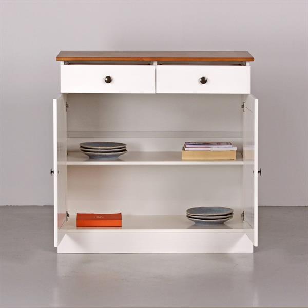 Credenza 2 ante e 2 cassetti 88x85 cm in legno bianco e noce