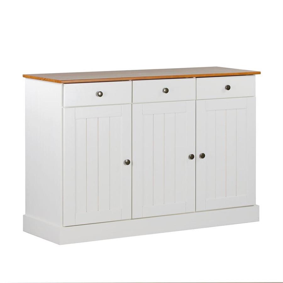 Credenza moderna 3 ante e 3 cassetti 128x85 cm in legno bianco e noce