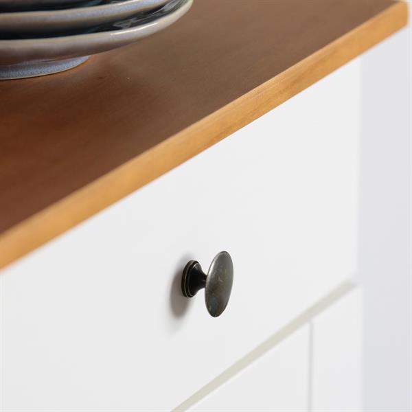 Credenza moderna 3 ante e 3 cassetti 128x85 cm in legno bianco e noce