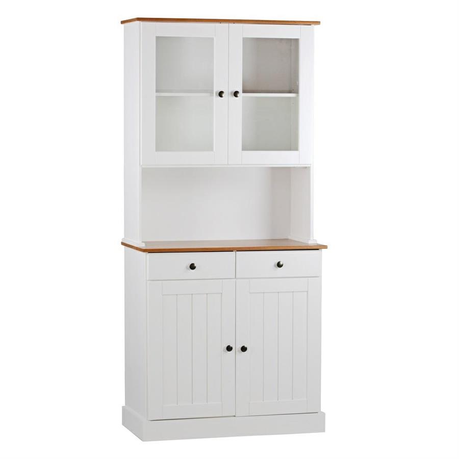 Credenza con vetrina 4 ante e 2 cassetti 88x197 cm in legno bianco e noce