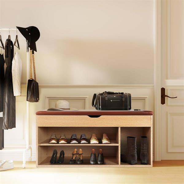 Panca scarpiera da ingresso 104x49 cm in legno rovere