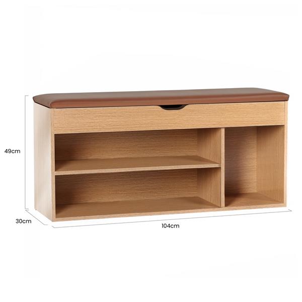 Panca scarpiera da ingresso 104x49 cm in legno rovere