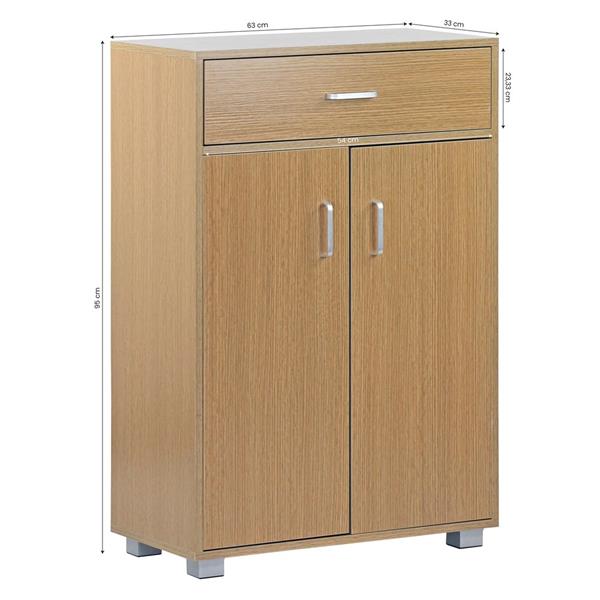 Armadietto 2 ante e 1 cassetto 63x95 cm in legno rovere