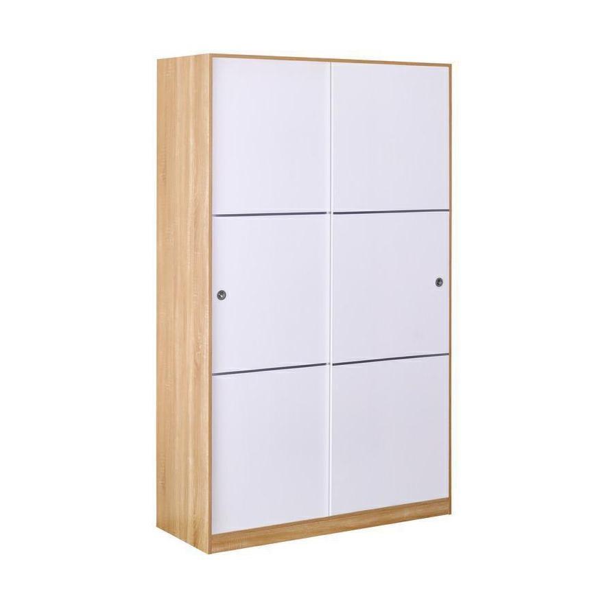 Armadio a muro 2 ante scorrevoli 120x48x200 cm rovere e bianco