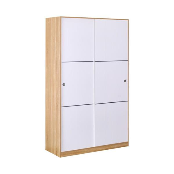 Armadio a muro 2 ante scorrevoli 120x48x200 cm rovere e bianco