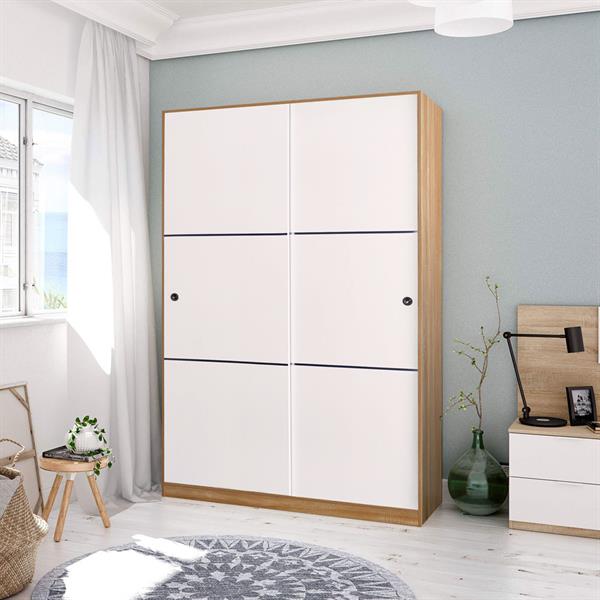 Armadio a muro 2 ante scorrevoli 120x48x200 cm rovere e bianco