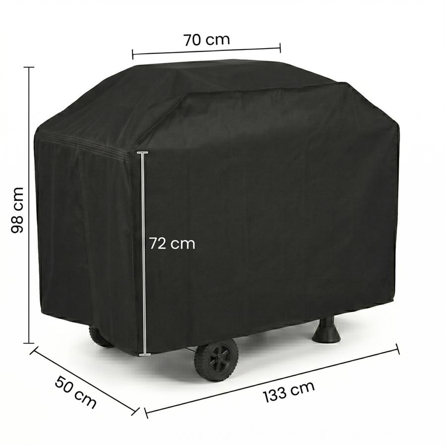 Cover copri barbecue 120 cm modello Dallas 4 fuochi, nero