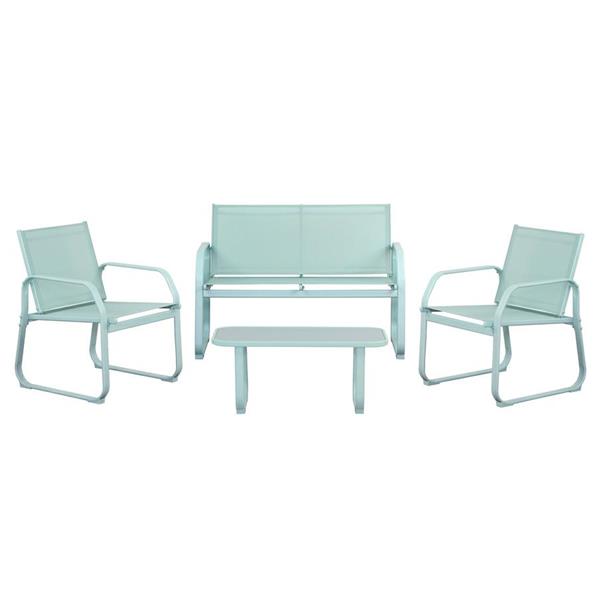 Salotto da esterni in acciaio Ecosteel blu