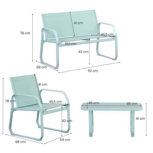 Salotto da esterni in acciaio Ecosteel blu
