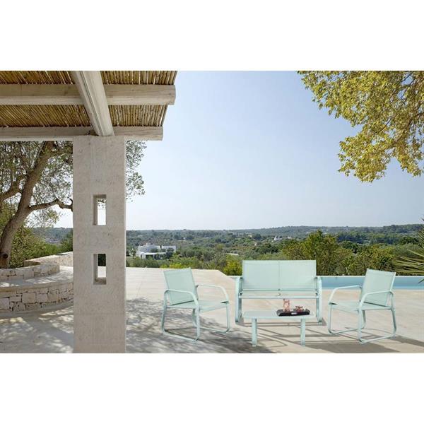 Salotto da esterni in acciaio Ecosteel blu