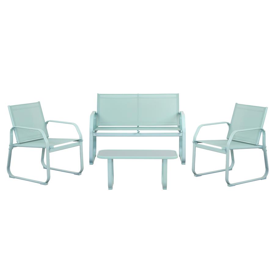 Salotto da esterni in acciaio Ecosteel blu