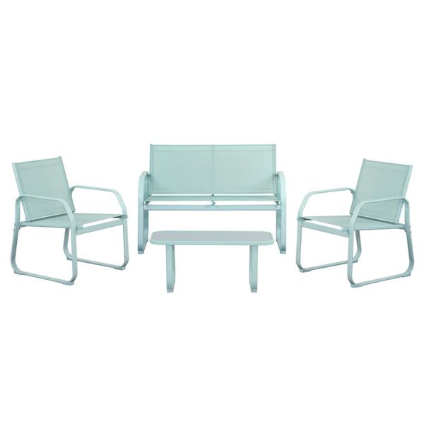 Salotto da esterni in acciaio Ecosteel blu