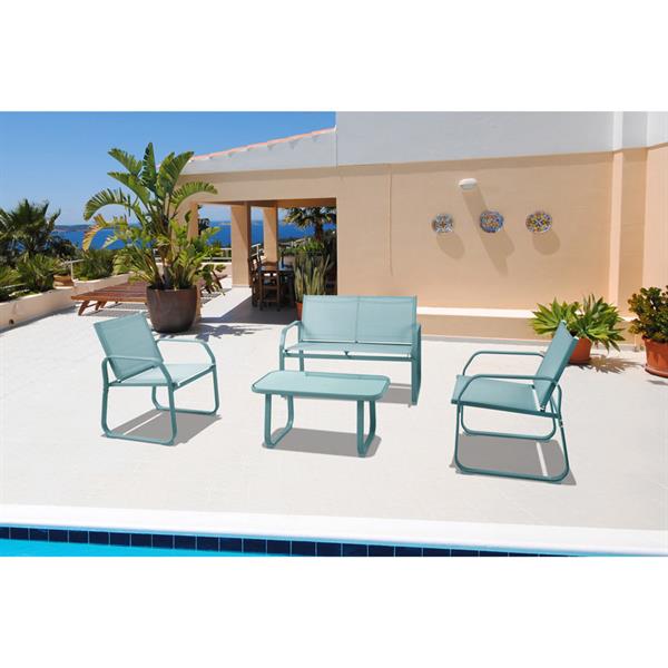 Salotto da esterni in acciaio Ecosteel blu