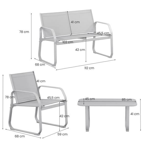 Set da giardino completo in acciaio Ecosteel grigio