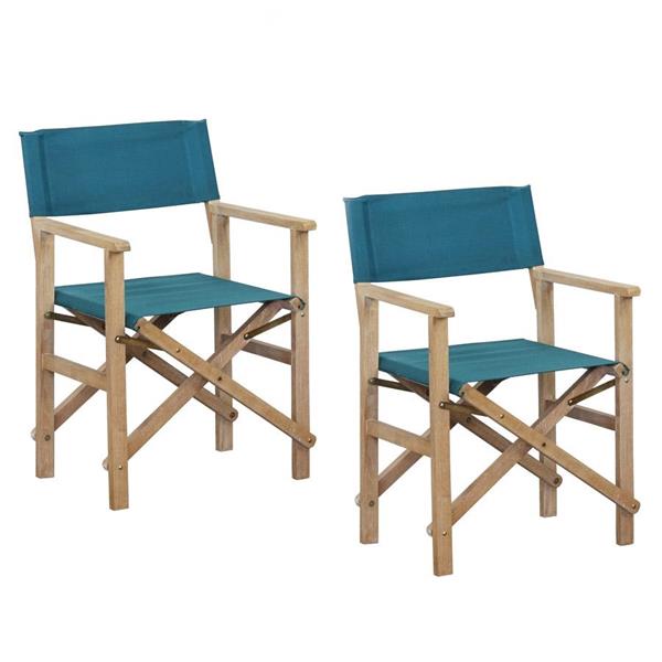 Set 2 sedie da giardino regista pieghevoli Brindisi blu corallo