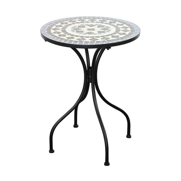 Tavolino tondo da esterno ripiano in ceramica con decorazione mosaico opaco 55x71 cm