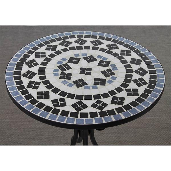 Tavolino tondo da esterno ripiano in ceramica con decorazione mosaico opaco 55x71 cm