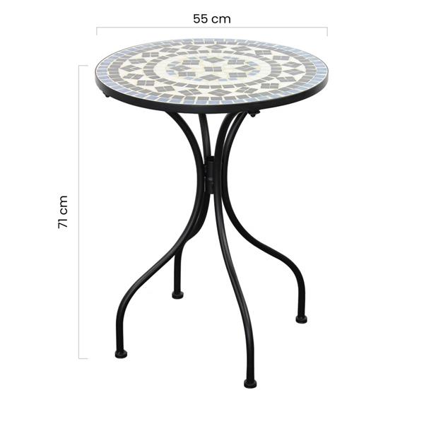 Tavolino tondo da esterno ripiano in ceramica con decorazione mosaico opaco 55x71 cm